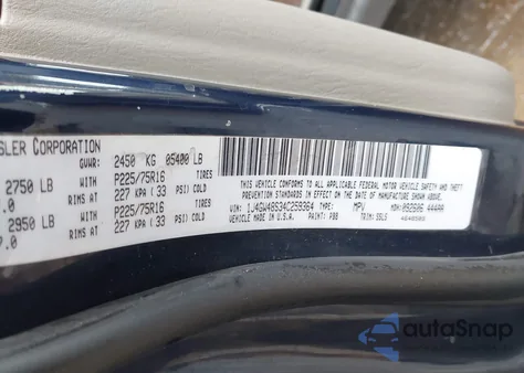 2004 Jeep Grand Cherokee Laredo z USA, uszkodzony, nr VIN 1J4GW48S34C259364